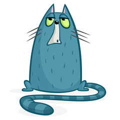 Cartoon cranky cat. Cute fat cartoon cat illustration with funny expression