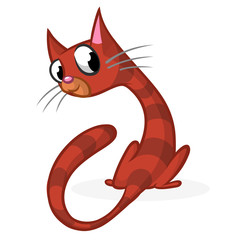 Cartoon funny tabby cat. Vector illustration