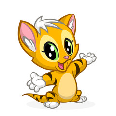 Cartoon funny cat hug. Cute orange stripped cat illustration. Vector