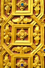 Closeup pattern of temple pillars in Thailand