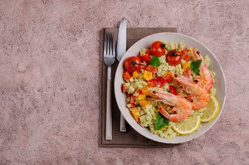Couscous with vegetables and shrimp