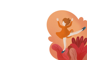 Ballerina character dancing cartoon Illustration on a white background.