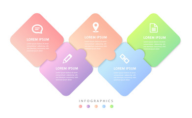 Vector infographic design UI flow chart template colorful gradient labels and icons