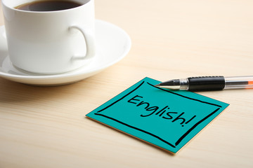 English Learning Concept On Sticky Note