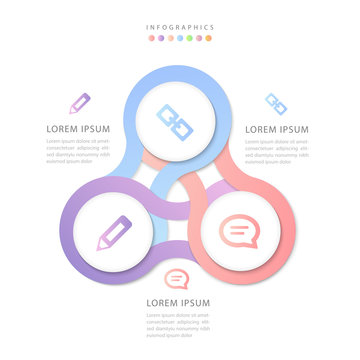 Vector infographic design UI template colorful spiral round cross gradient labels and icons