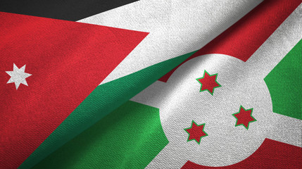 Jordan and Burundi two flags textile cloth, fabric texture