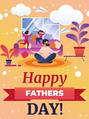 Banner Happy Fathers Day Vector Illustration. 