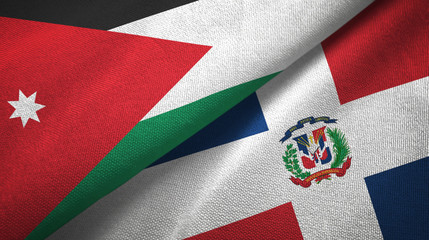 Jordan and Dominican Republic two flags textile cloth, fabric texture