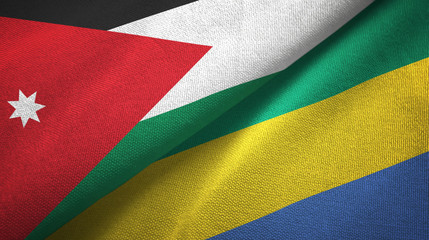 Jordan and Gabon two flags textile cloth, fabric texture