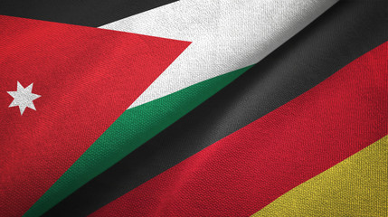 Jordan and Germany two flags textile cloth, fabric texture