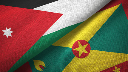 Fototapeta premium Jordan and Grenada two flags textile cloth, fabric texture