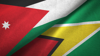 Jordan and Guyana two flags textile cloth, fabric texture