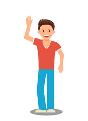 Handsome Smiling Teenager Flat Vector Illustration