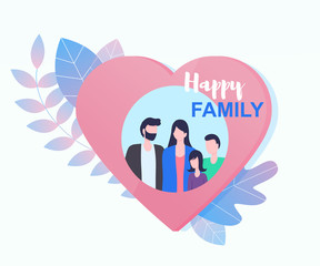 Happy Family Together Picture in Heart Shape Frame