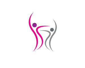 Obraz premium two simple swoosh figures dancing together in flat style