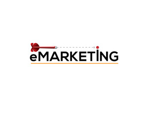 dart shooting target on emarketing wordmark