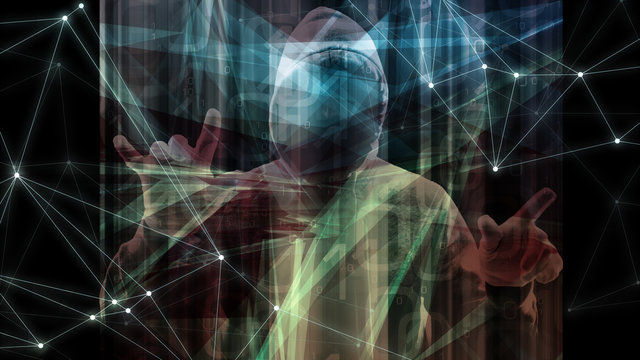 Computer infected by trojan virus computer software symbol, cyber crime target, big data data processing binary code - Powered by Adobe