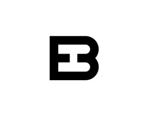 initial letter E B M ribbon negative space H anagram monogram flat logo