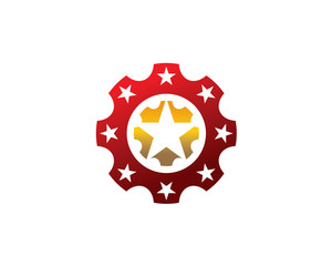 metal red gold star pin usa flag cowboy logo