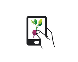 cell phone touch apps icon for organic food vegetables beet fruits  company