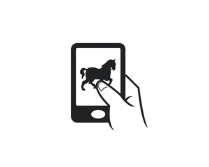 cell phone touch apps icon for horse equine race farm breeding ranch cowboy company