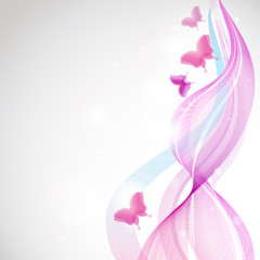 abstract color waves, lines,  on a white