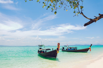 Fototapeta premium Travel to the sea and island by long tail boat Of Thailand