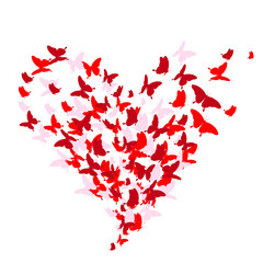 Naklejka na ściany i meble red heart, butterflies, valentine card