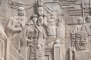 stone carving wall art of the 60' era in Shanghai,China.