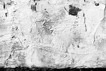 Old painted wall background texture close up. Black and white