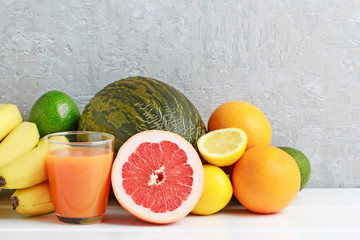 Glass of orange juice.