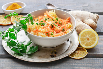 Carrot and cabbage salad.