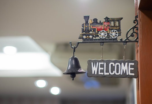 Welcome bell sign  in the hotel