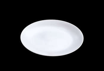 Empty plate isolated on black background with clipping path