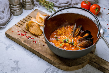 Bouillabaisse with seafood