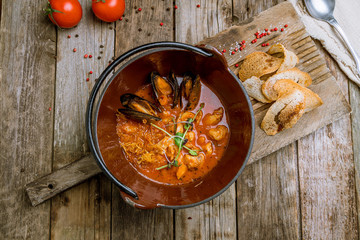 Bouillabaisse with seafood