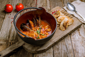 Bouillabaisse with seafood