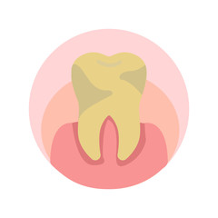 Yellow Tooth, Bad Mouth Hygiene Flat Illustration