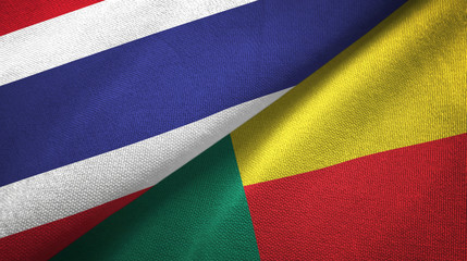 Thailand and Benin two flags textile cloth, fabric texture