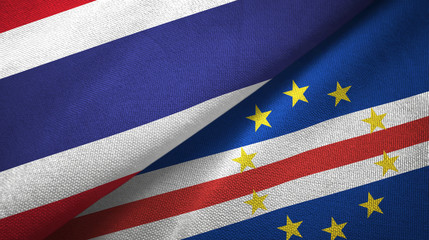 Thailand and Cape Cabo Verde two flags textile cloth, fabric texture