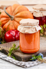 Jar of pumpkin jam.