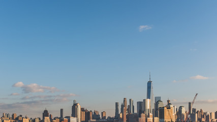 Skyline of downtown  Manhattan of New York City, viewed from New Jersey, USA