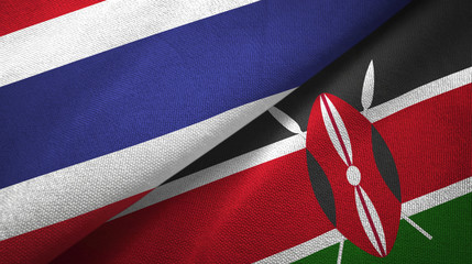 Thailand and Kenya two flags textile cloth, fabric texture