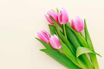 Bouquet of pink tulips, postcard motif