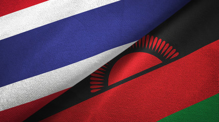 Thailand and Malawi two flags textile cloth, fabric texture
