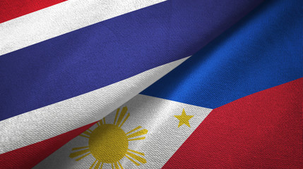 Thailand and Philippines two flags textile cloth, fabric texture