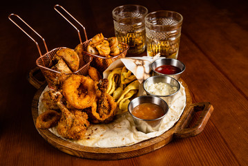 beer plate on the wooden background