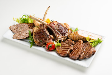 meat appetizer on the white plate