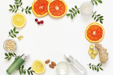 Natural organic cosmetics on white