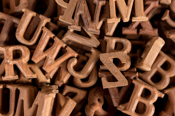 A pile of wooden letters